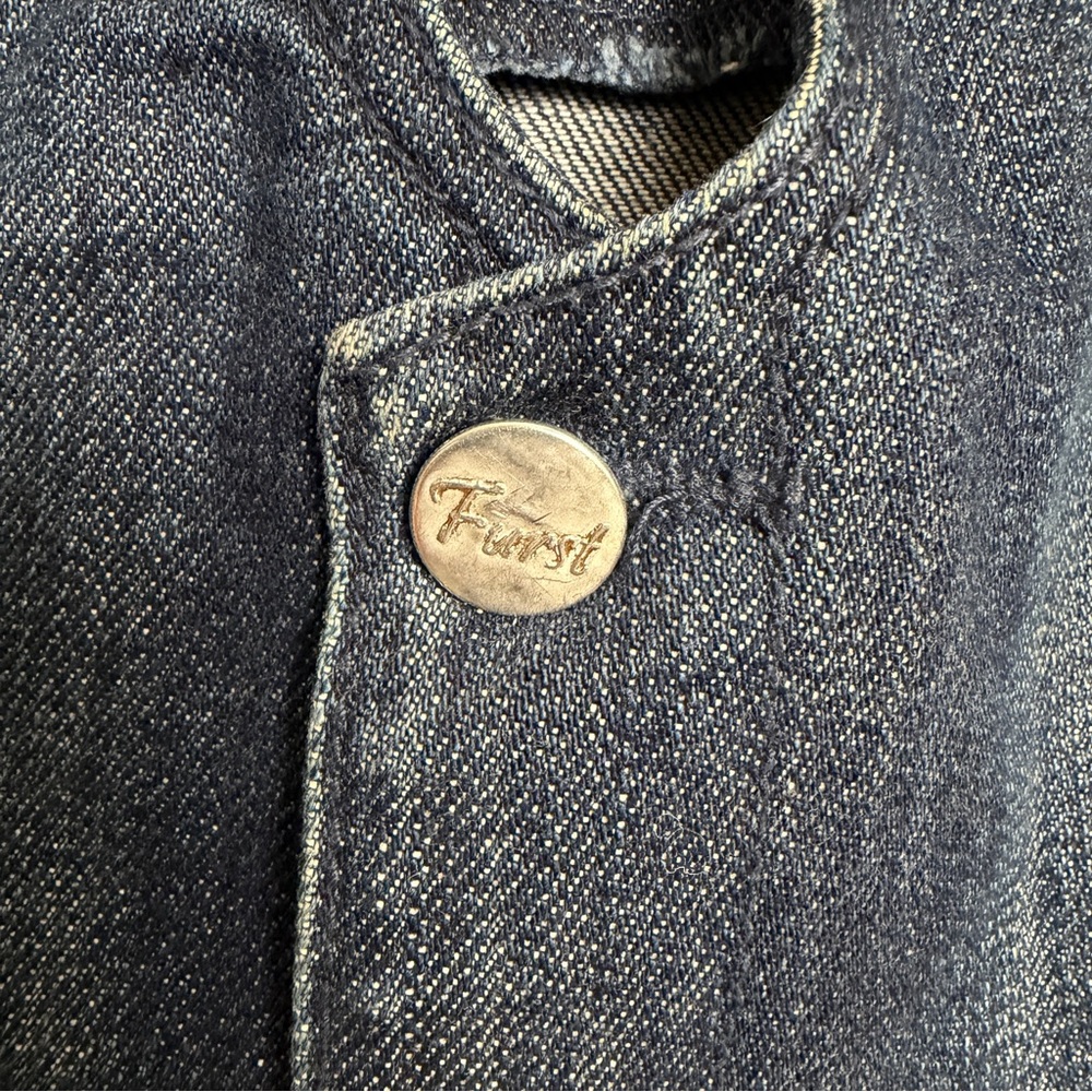 Vintage Y2K Furst Premium Denim Vest Button Front Size 4 Utility Cargo Style - Picture 6 of 11